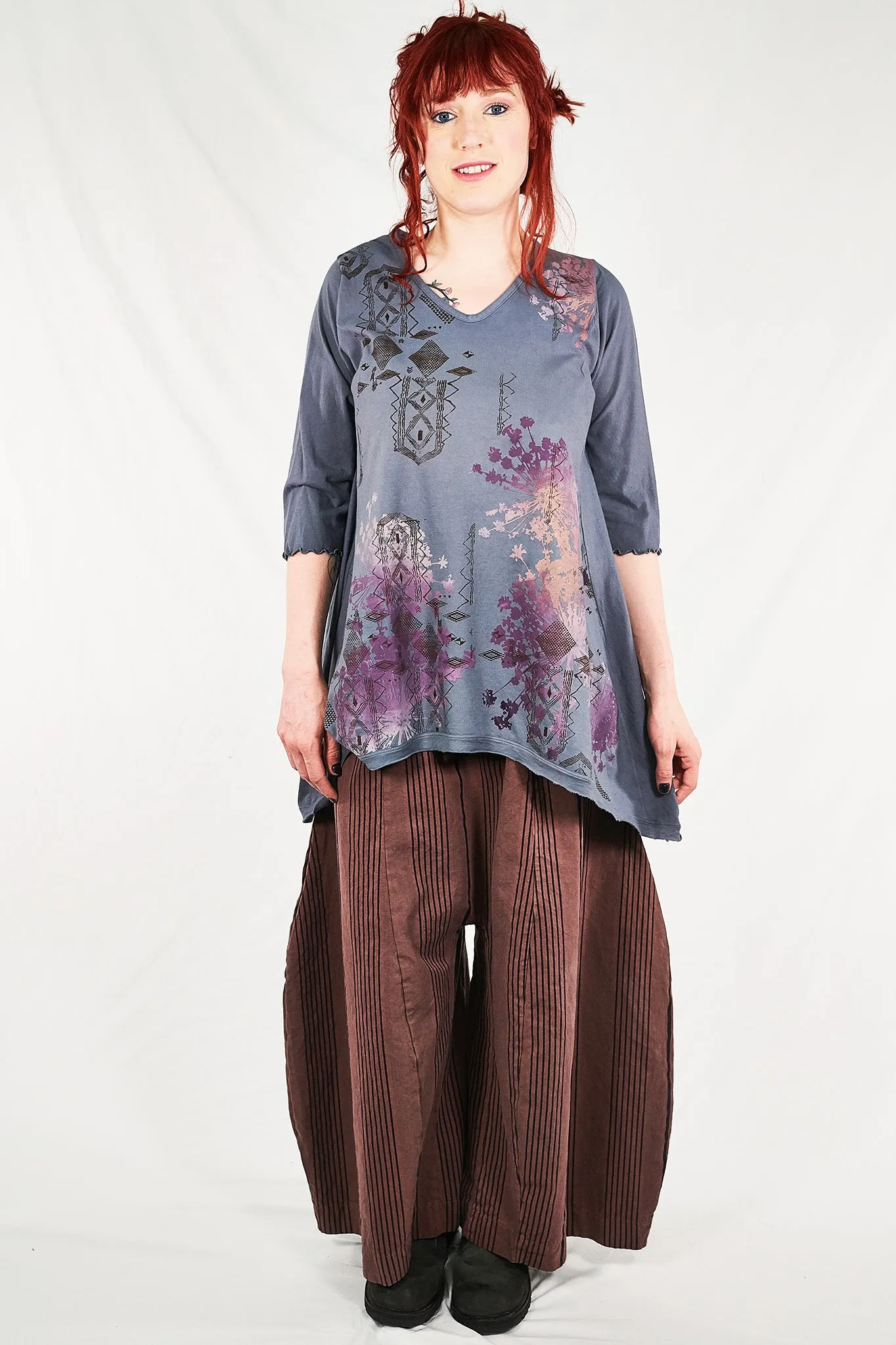 1248  V-neck Hi/Lo Top-Lake-P