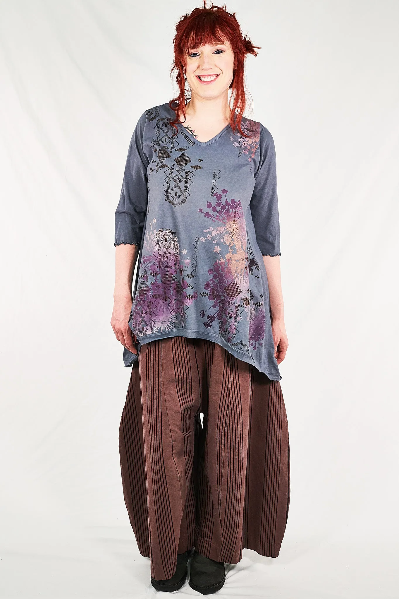 1248  V-neck Hi/Lo Top-Lake-P