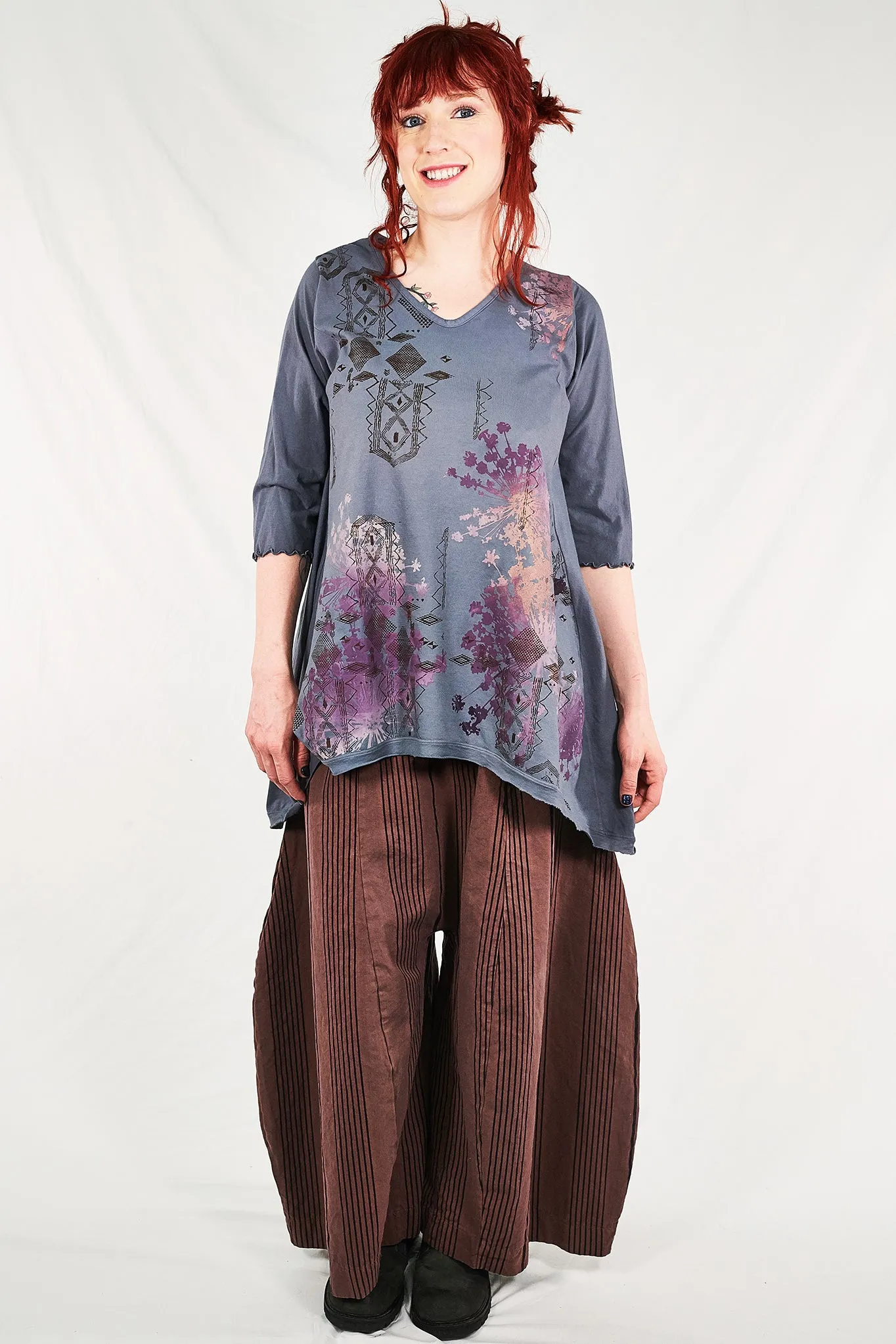1248  V-neck Hi/Lo Top-Lake-P