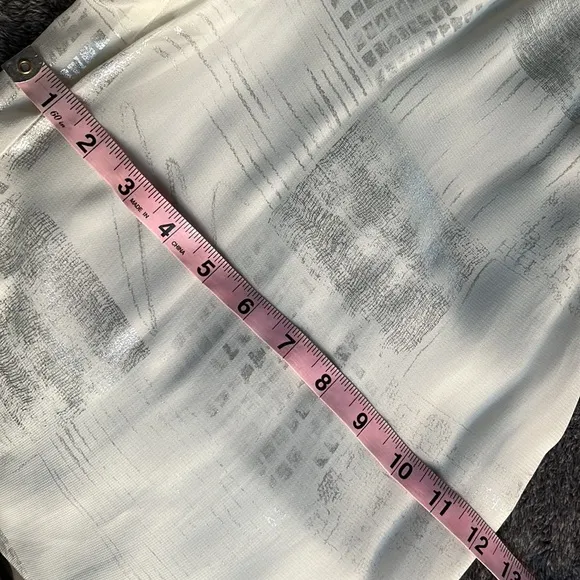 1980s DOROTHY SCHOELEN PLATINUM PANTS CREAM &amp; SILVER FABRIC ELASTIC WAIST
