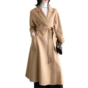 2025 Korean Women’s Handmade Water Ripple Coat – Double-Sided Cashmere Wool