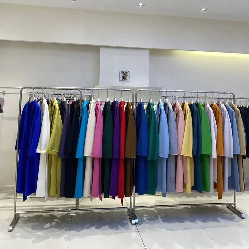 2025 Korean Women’s Handmade Water Ripple Coat – Double-Sided Cashmere Wool