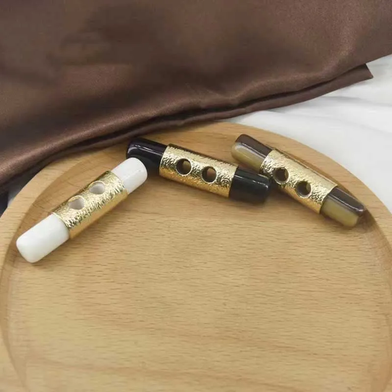 50mm Long Strip Resin Toggle Buttons White Black and Brown for Wool Coats 20pcs
