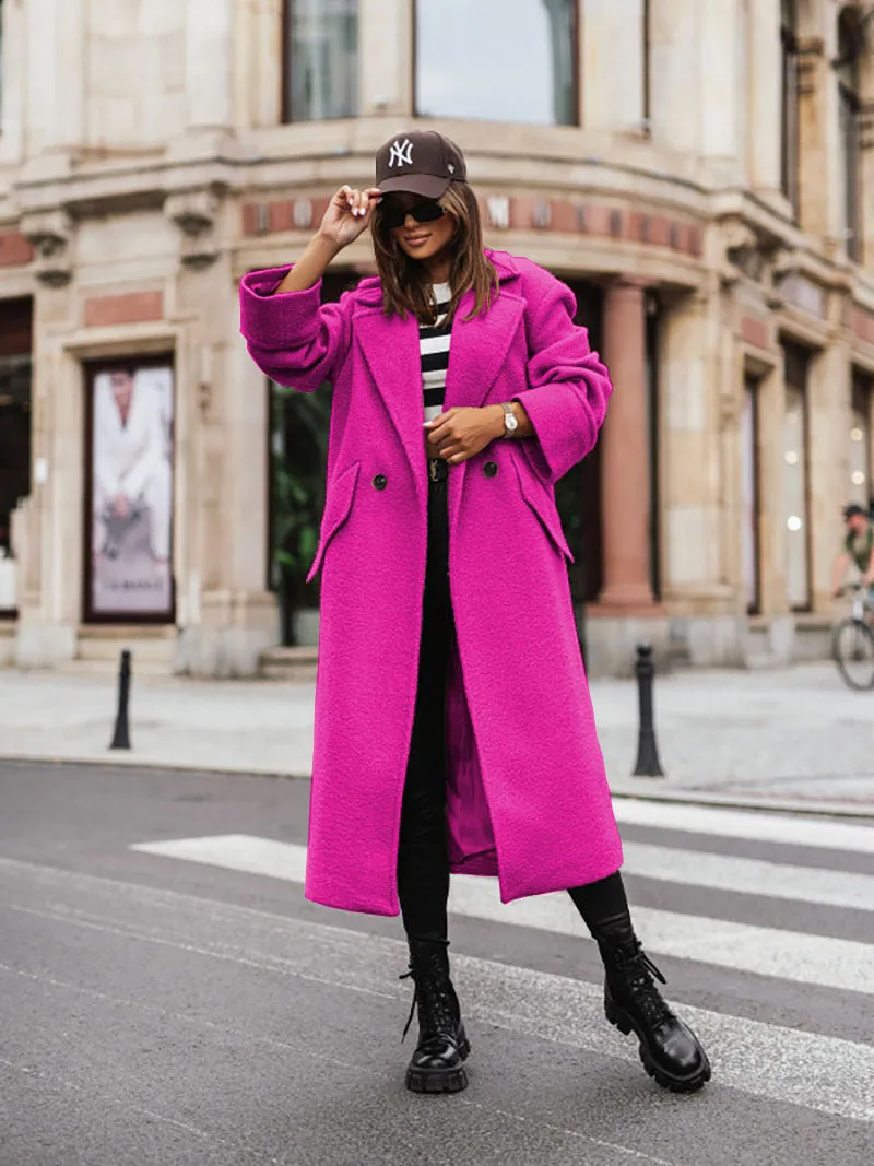 ANTMVS2025 export coats women's clothing autumn and winter long suit collar solid color woolen coat street shot  woolen women's coat