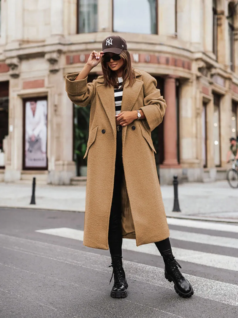 ANTMVS2025 export coats women's clothing autumn and winter long suit collar solid color woolen coat street shot  woolen women's coat
