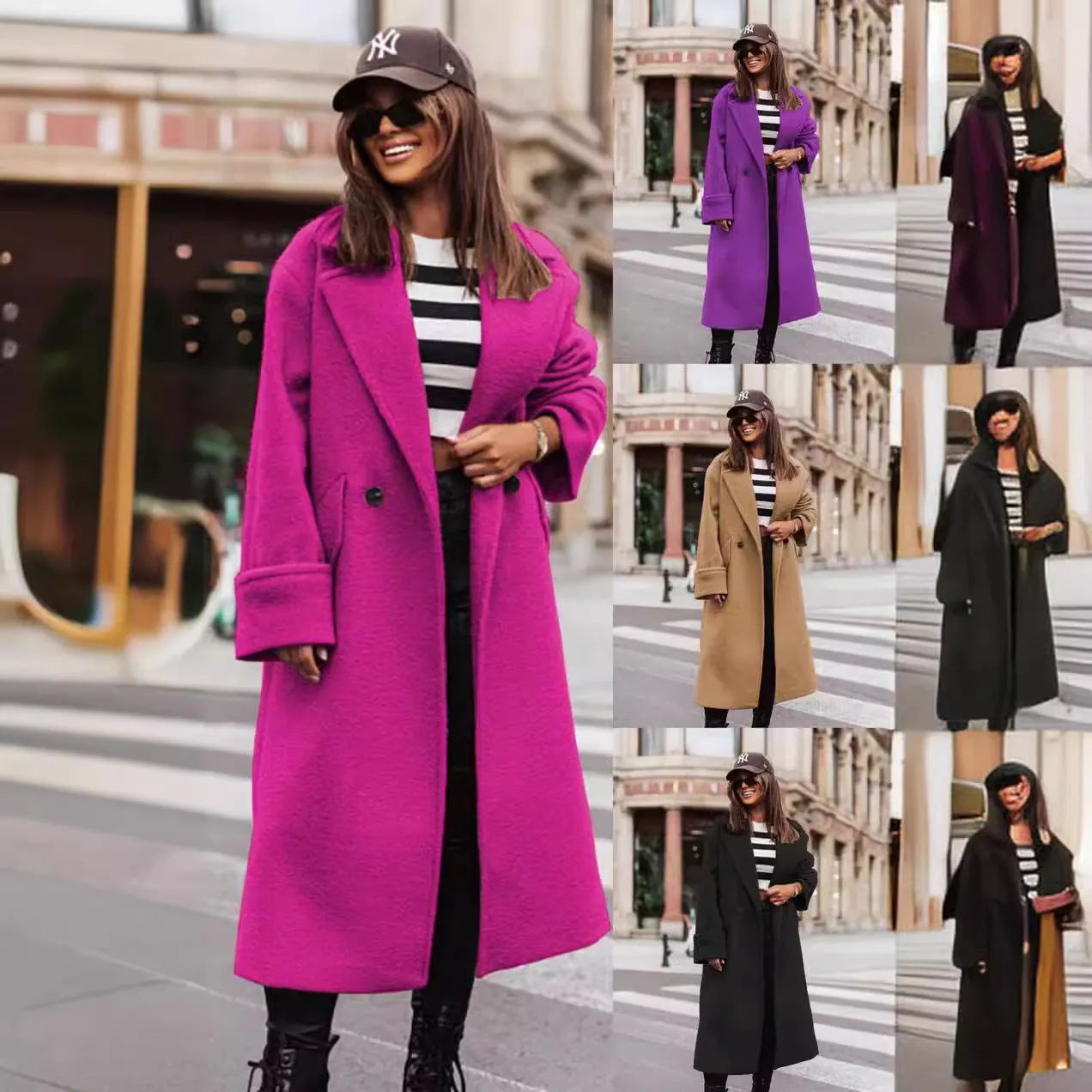 ANTMVS2025 export coats women's clothing autumn and winter long suit collar solid color woolen coat street shot  woolen women's coat