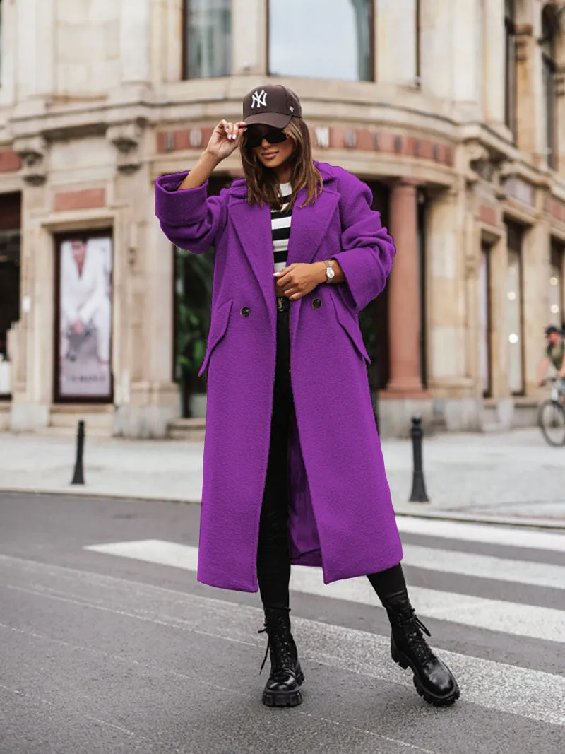ANTMVS2025 export coats women's clothing autumn and winter long suit collar solid color woolen coat street shot  woolen women's coat