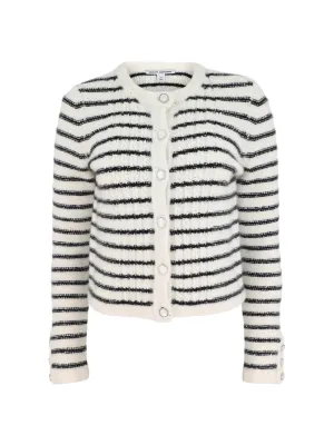 Autumn Cashmere Tuxedo Front Cabled Jacket in Frost/Jet
