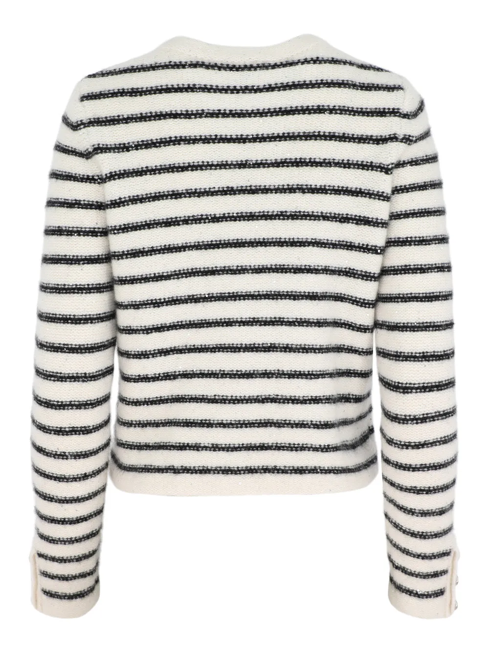 Autumn Cashmere Tuxedo Front Cabled Jacket in Frost/Jet