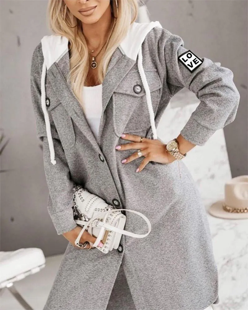 BerryBetty - Gray Woolen Coat With Hood
