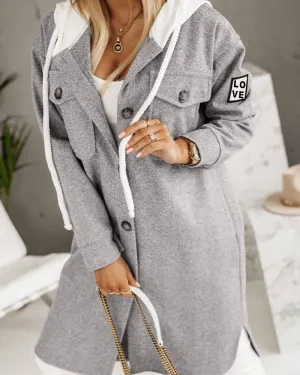 BerryBetty - Gray Woolen Coat With Hood
