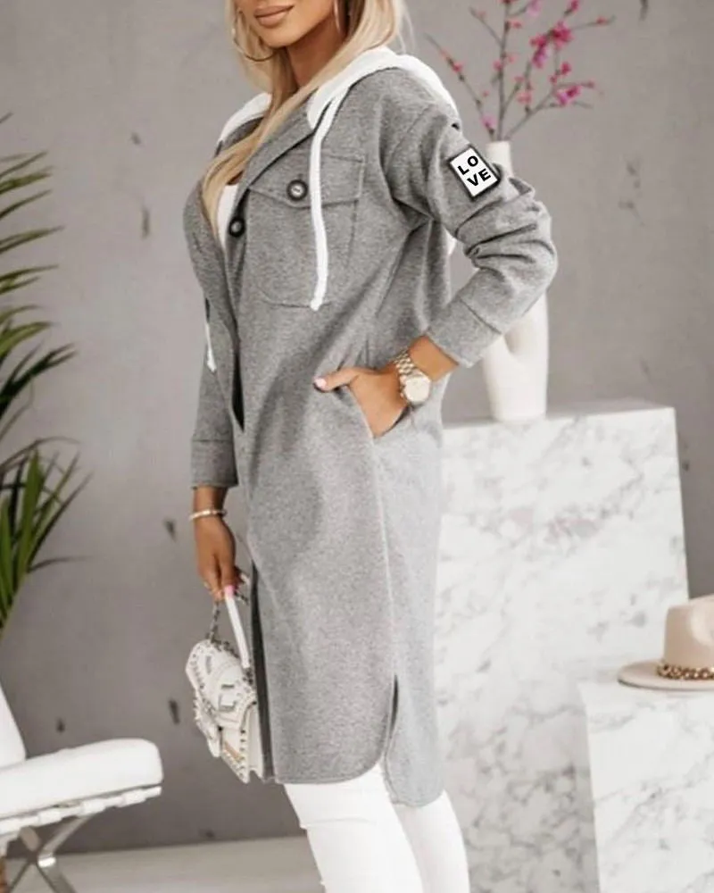BerryBetty - Gray Woolen Coat With Hood