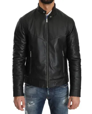 Black Leather Biker Motorcycle Jacket