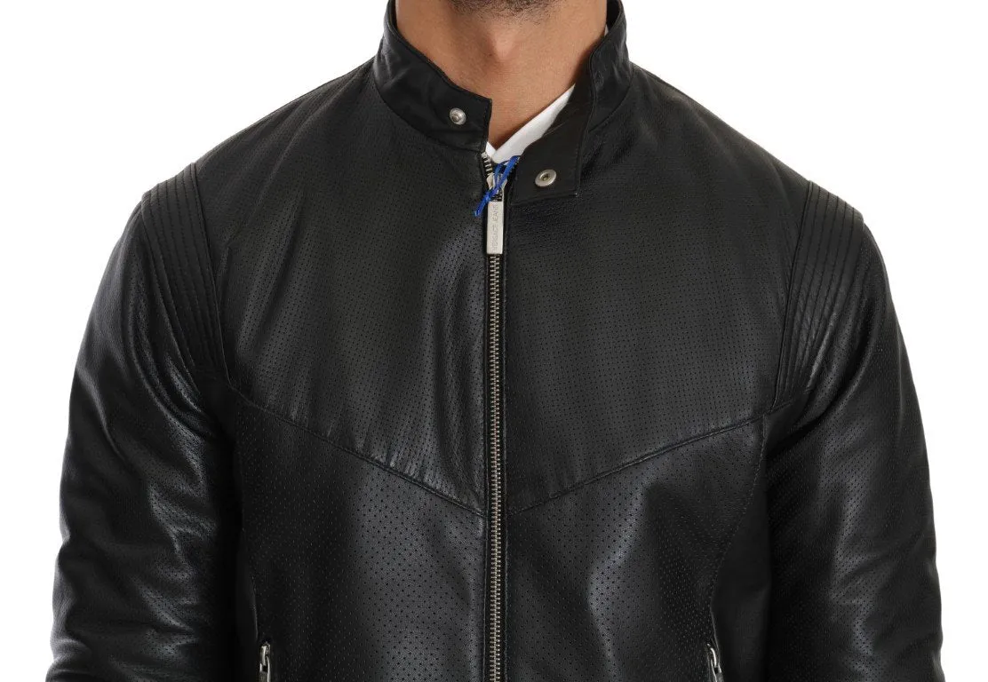 Black Leather Biker Motorcycle Jacket