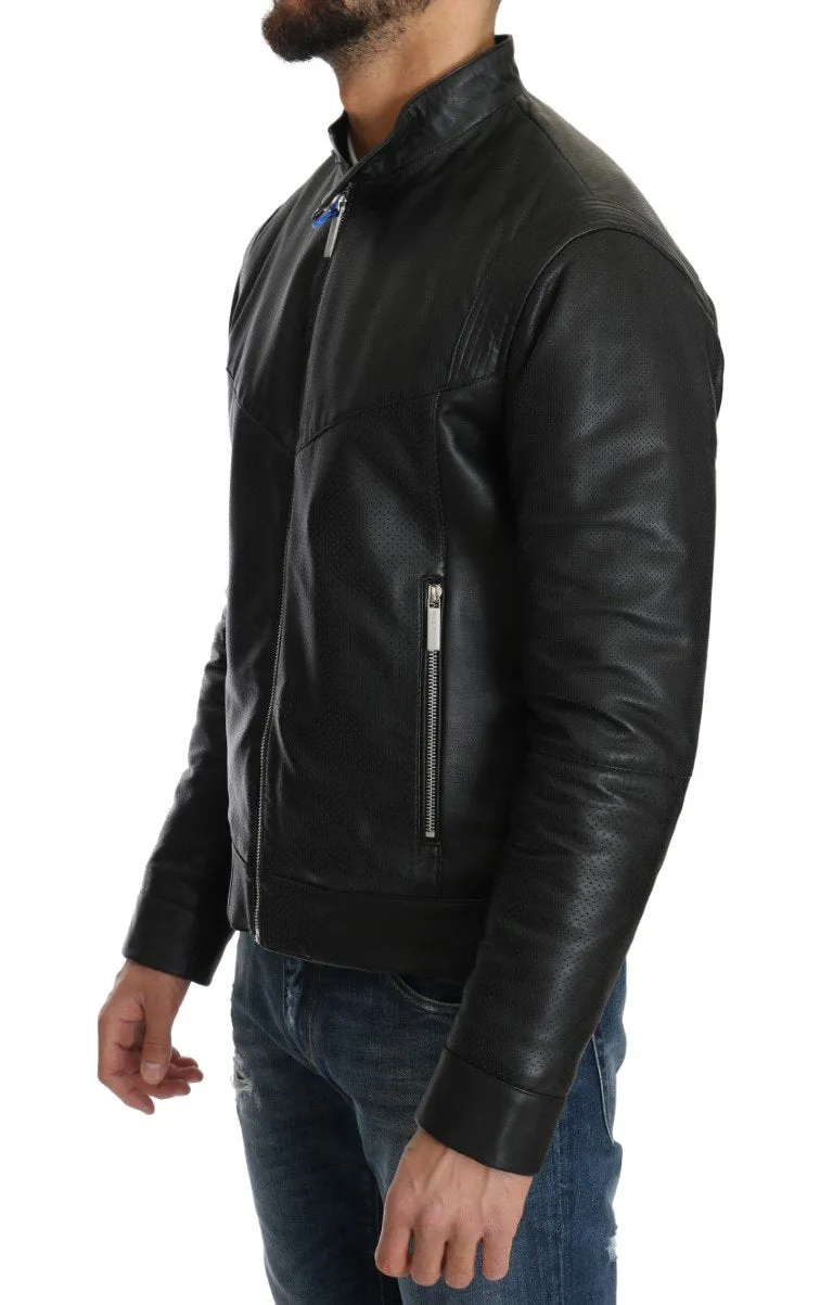 Black Leather Biker Motorcycle Jacket
