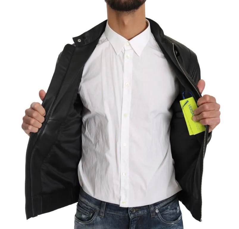 Black Leather Biker Motorcycle Jacket