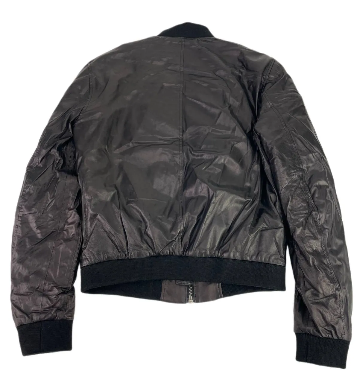 BLK DNM Men's Black Leather Bomber Jacket 45 Size Small NWT