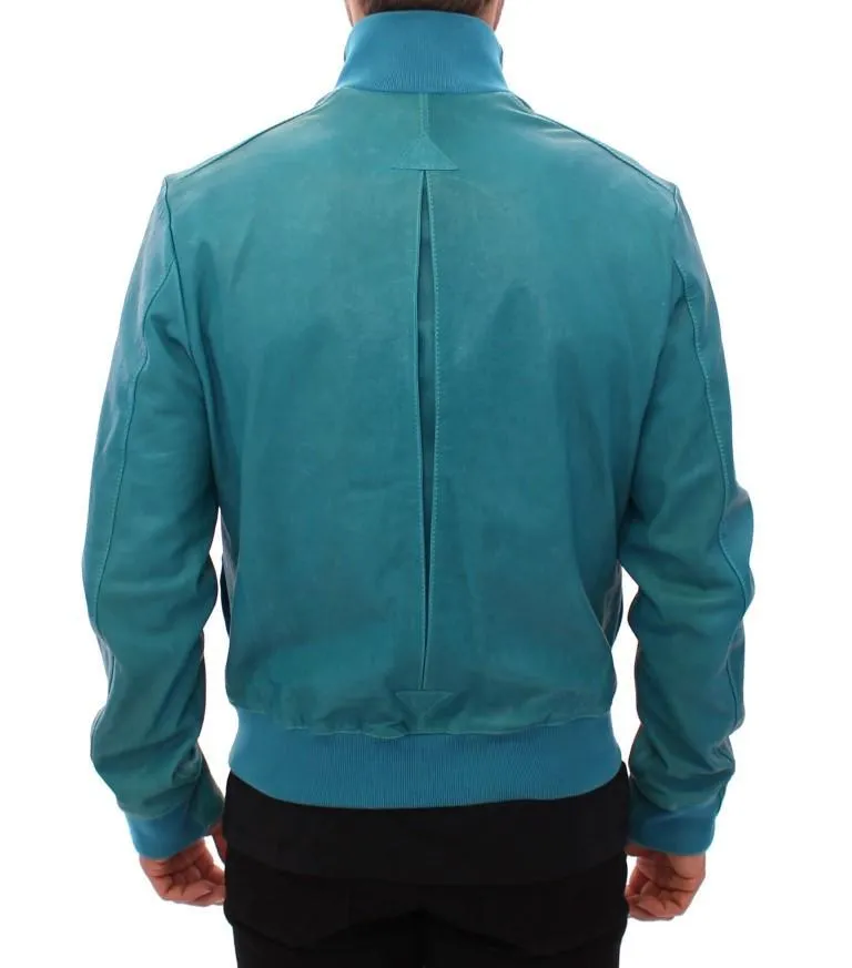 Blue leather jacket