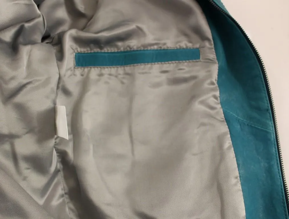 Blue leather jacket