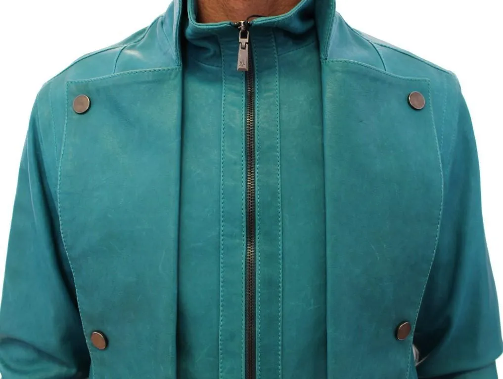 Blue leather jacket
