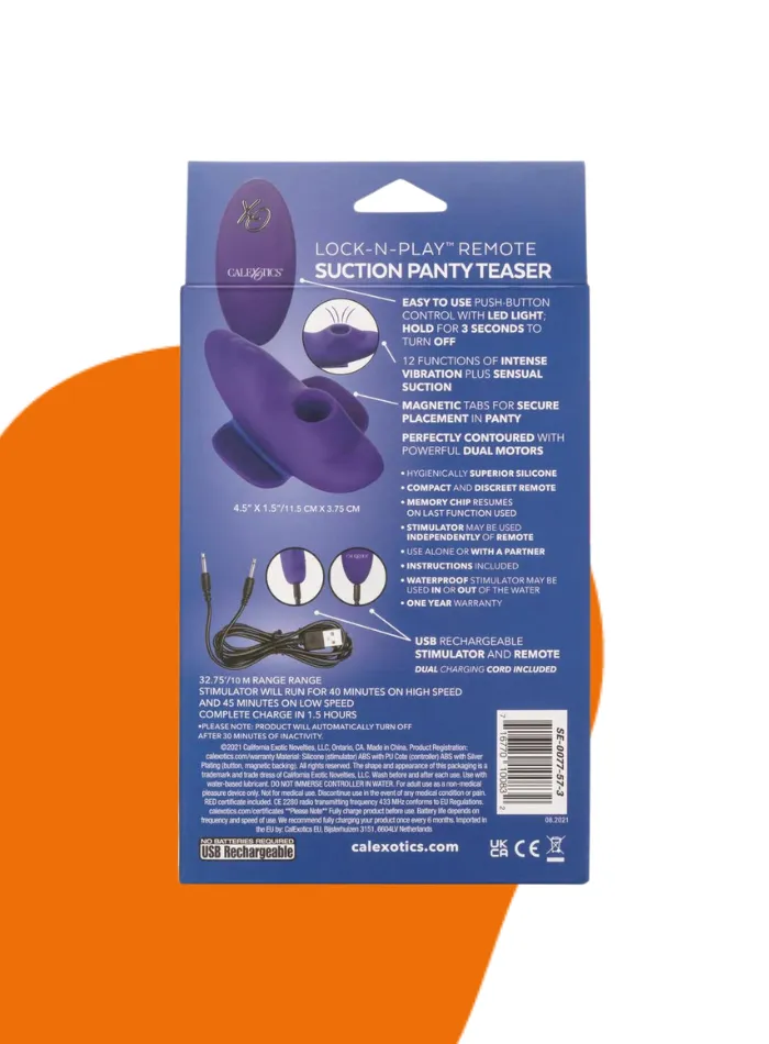 CaleXOtics Lock-N-Play REMOTE SUCTION PANTY TEASER Purple