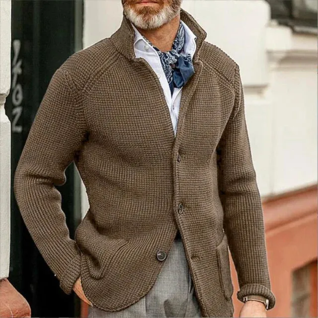 Classic men's coat with stand-up collar