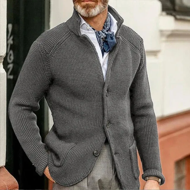 Classic men's coat with stand-up collar