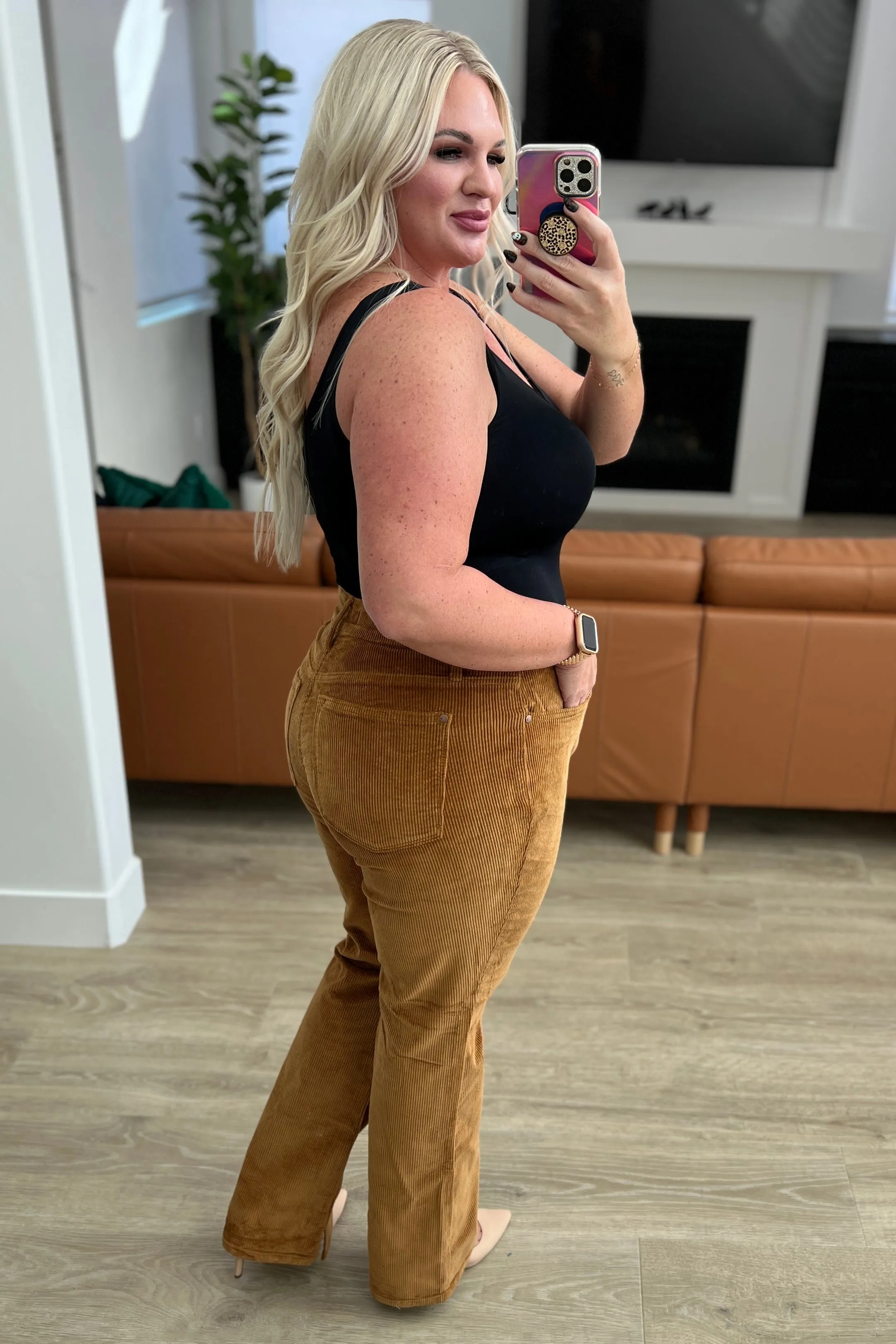 Cordelia Bootcut Corduroy Pants in Camel by Judy Blue