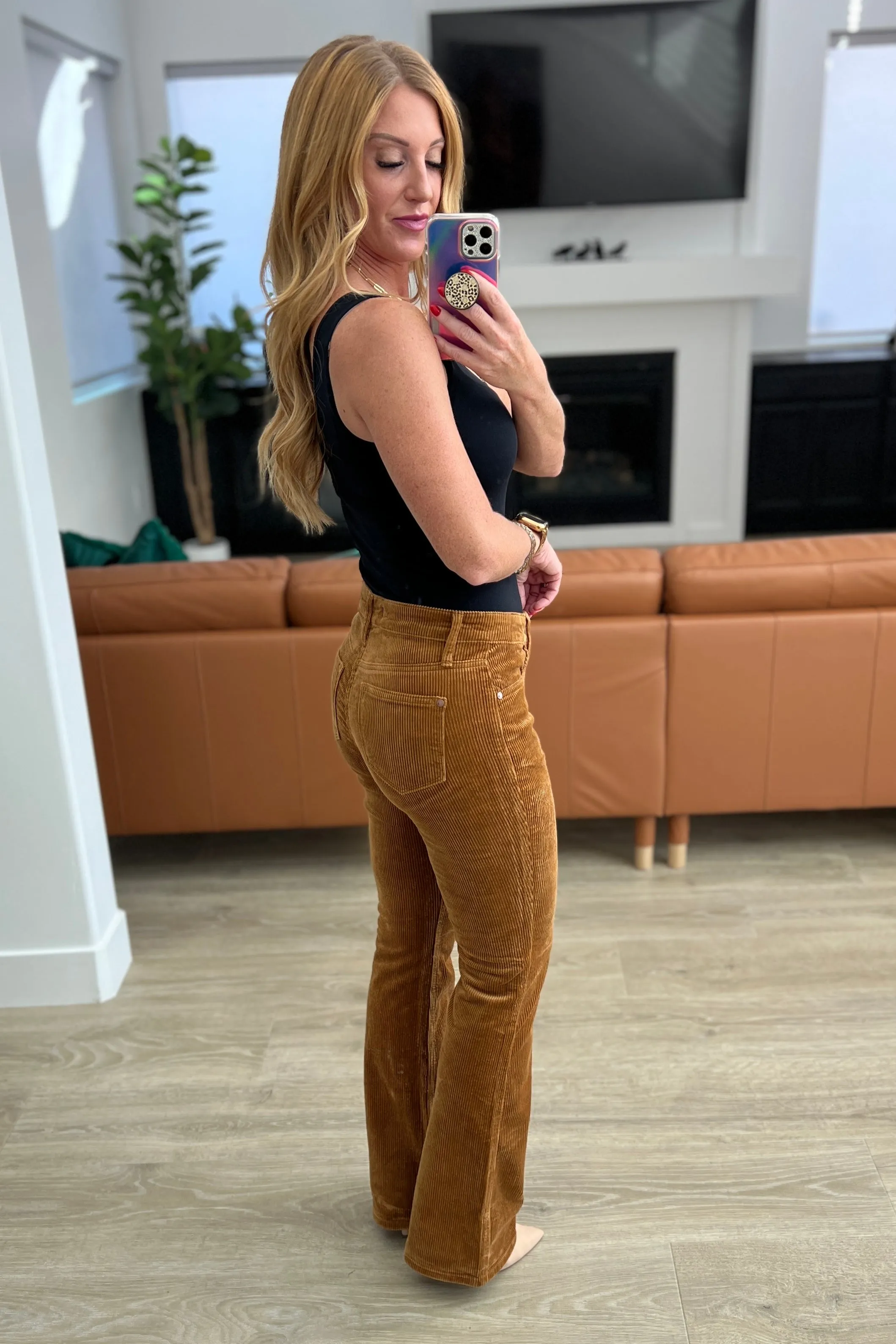 Cordelia Bootcut Corduroy Pants in Camel by Judy Blue