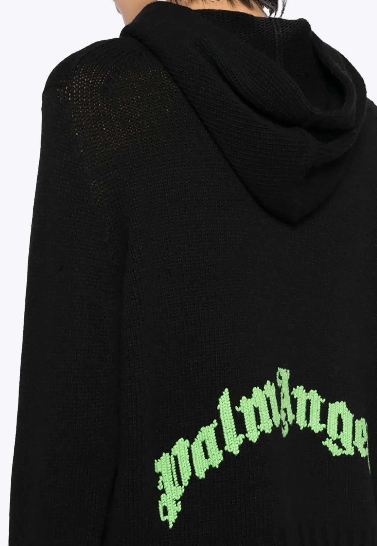 Curved Logo Knitted Hoodie