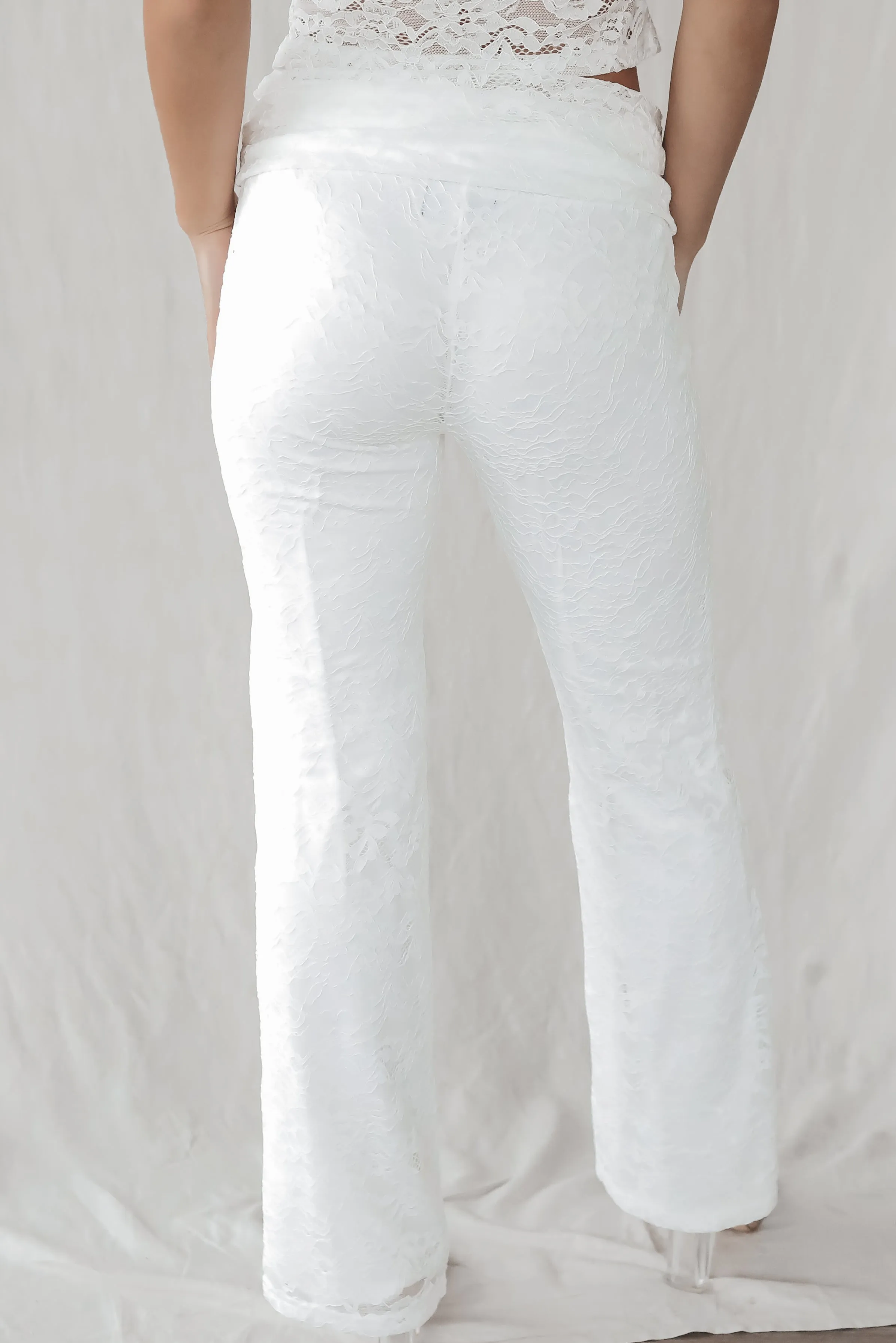 DEAL Runaway With Me White Lace Fold Over Pants