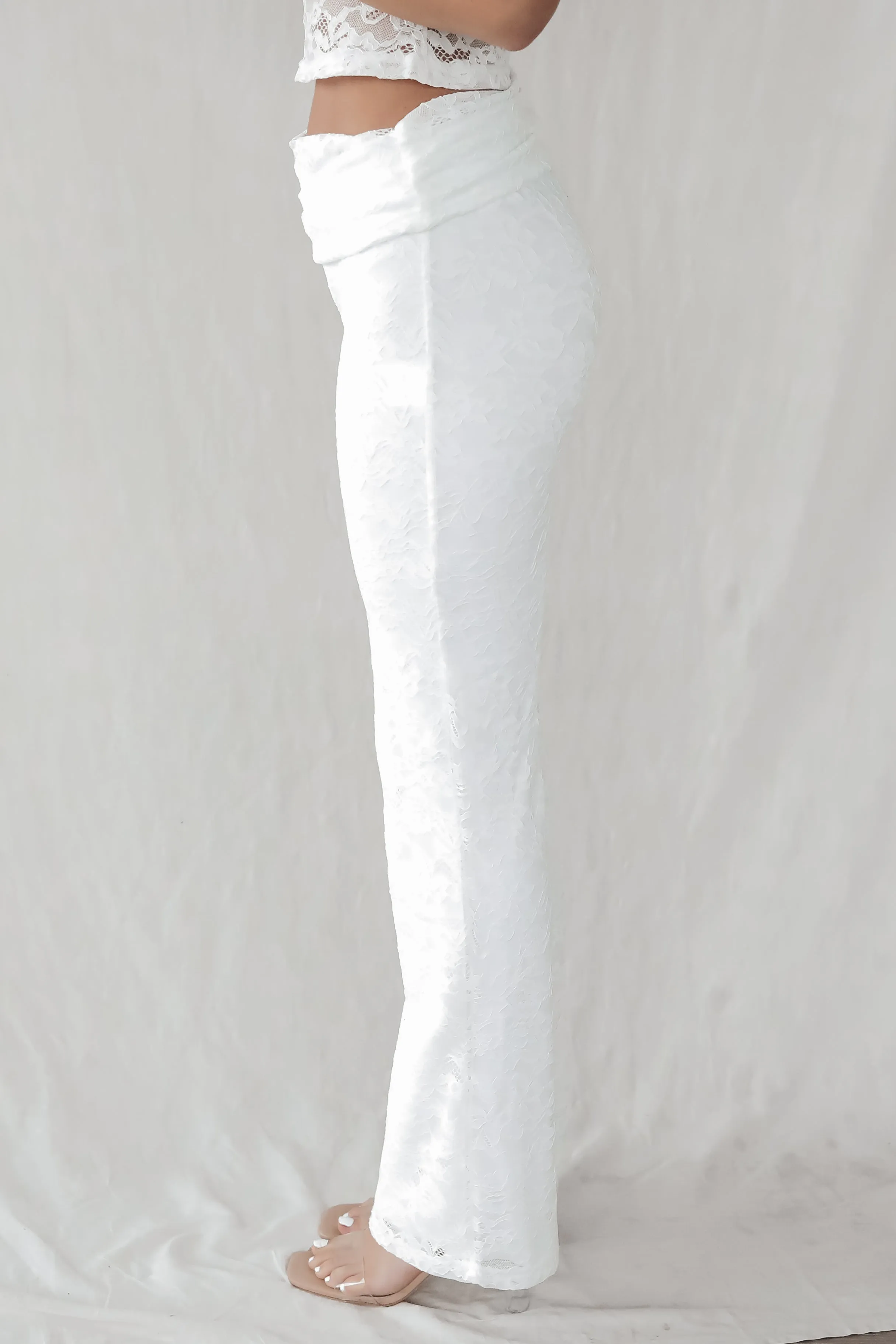 DEAL Runaway With Me White Lace Fold Over Pants