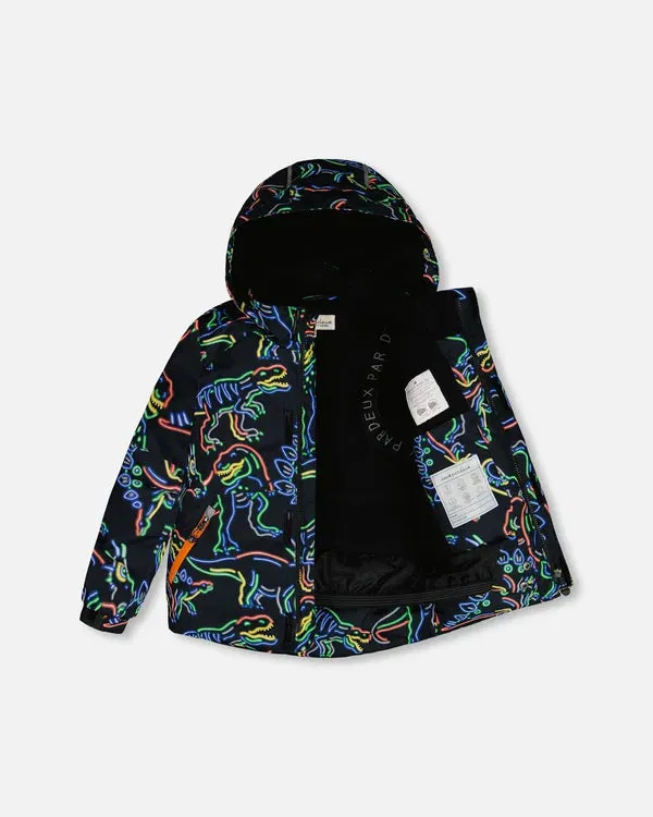 deux par deux Boys Two Piece Snowsuit - Royal Blue Printed Dinos