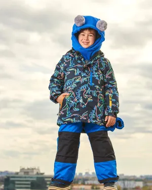 deux par deux Boys Two Piece Snowsuit - Royal Blue Printed Dinos