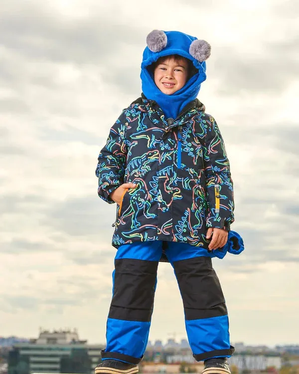 deux par deux Boys Two Piece Snowsuit - Royal Blue Printed Dinos