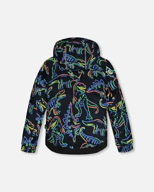 deux par deux Boys Two Piece Snowsuit - Royal Blue Printed Dinos