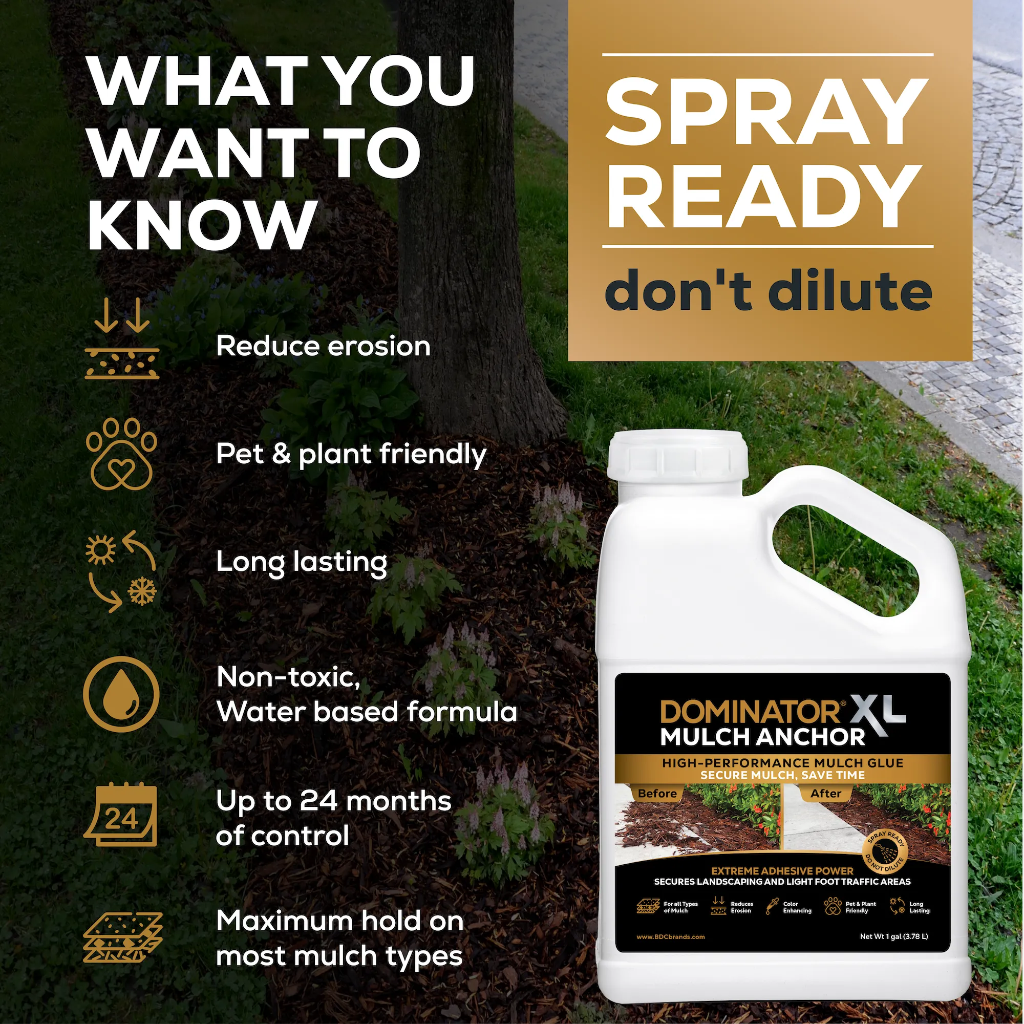 DOMINATOR XL Mulch Anchor - Best Mulch Glue for Your Landscape