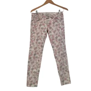 Driftwood Women's Floral Boho Slim Straight Leg Ankle Corduroy Pants Jeans 27