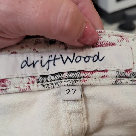 Driftwood Women's Floral Boho Slim Straight Leg Ankle Corduroy Pants Jeans 27