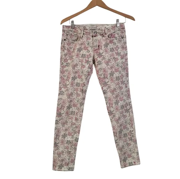 Driftwood Women's Floral Boho Slim Straight Leg Ankle Corduroy Pants Jeans 27