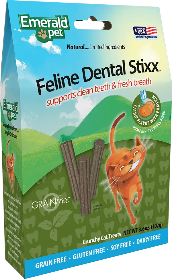 Emerald Pet Feline Dental Stixx Catnip & Pumpkin 102g Cat Treats