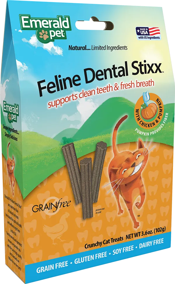 Emerald Pet Feline Dental Stixx Chicken & Pumpkin 102g Cat Treats