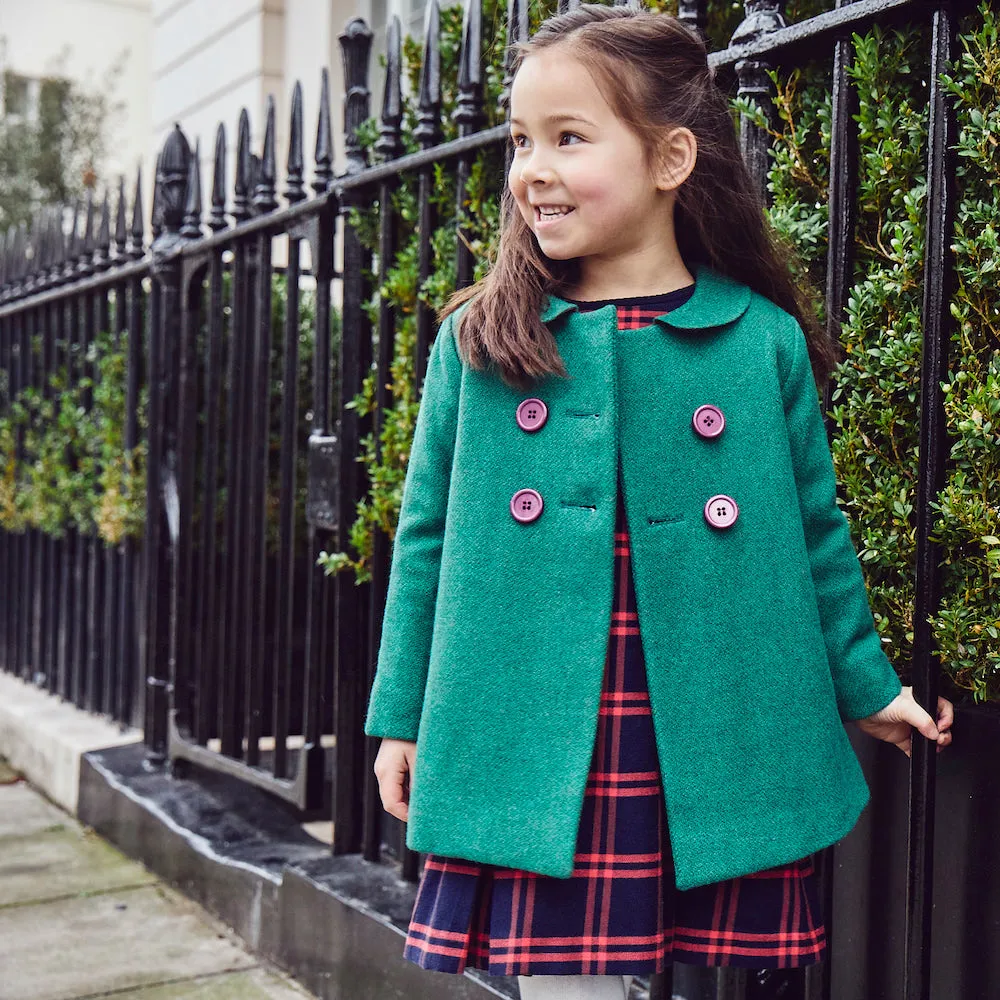 Fitzrovia Girls Pea Coat - Cut Grass Green