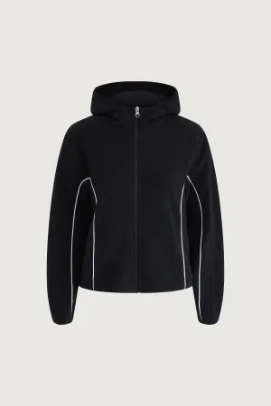 Fleece Zip-Up Hoodie With Contrast Piping