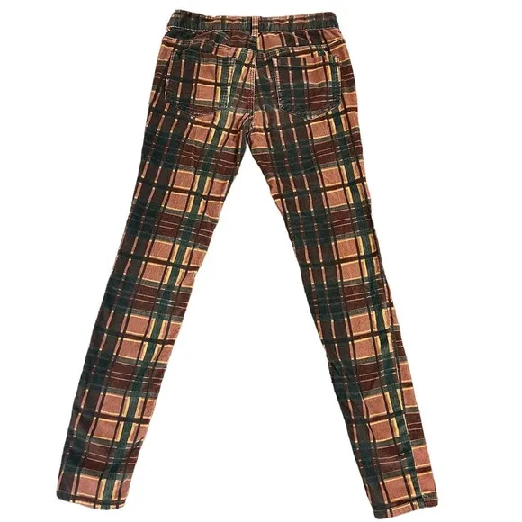 Free People Plaid Corduroy Skinny Jeans