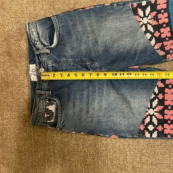 Free People Rocky Mountain Patchwork Jeans NWOT