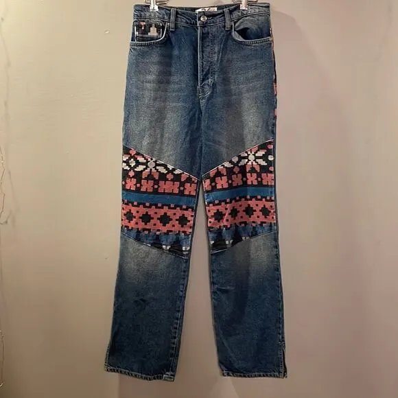 Free People Rocky Mountain Patchwork Jeans NWOT