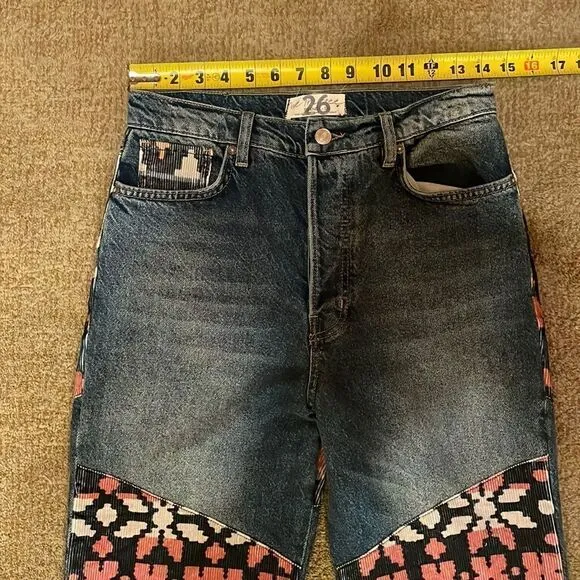 Free People Rocky Mountain Patchwork Jeans NWOT