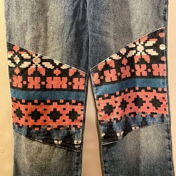 Free People Rocky Mountain Patchwork Jeans NWOT