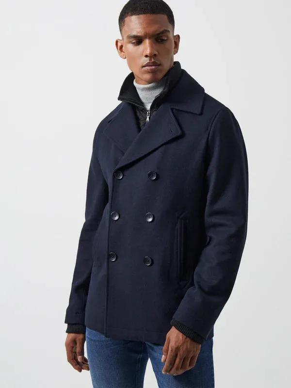 French Connection Double Breasted Layered Pea Coat